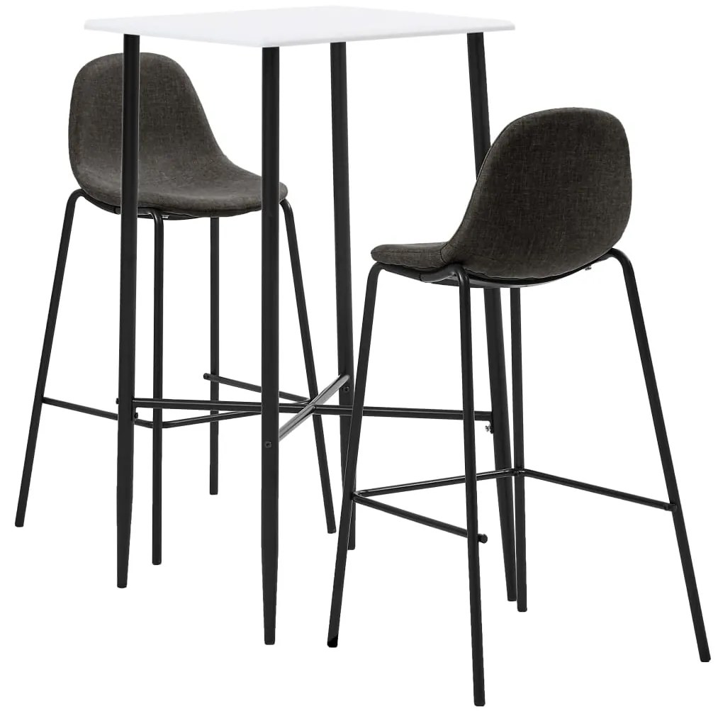 vidaXL 3 pcs conjunto de bar tecido cinzento-escuro