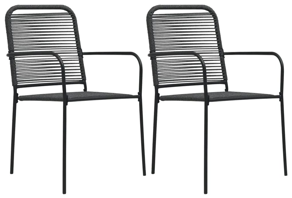 vidaXL Cadeiras de jardim 2 pcs corda de algodão e aço preto