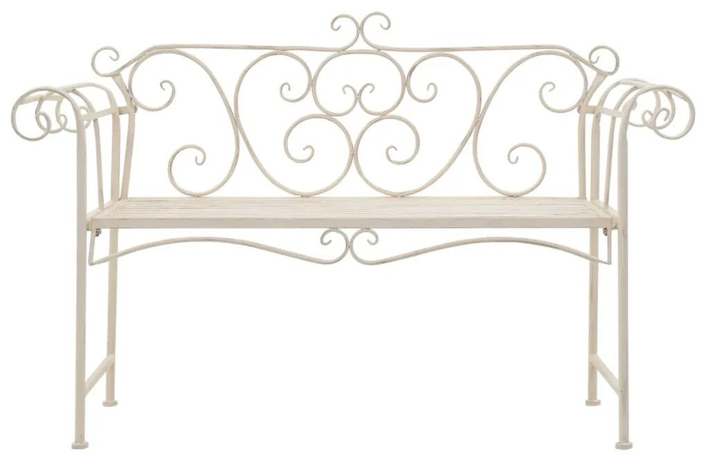 Banco de jardim 132 cm metal antigo branco