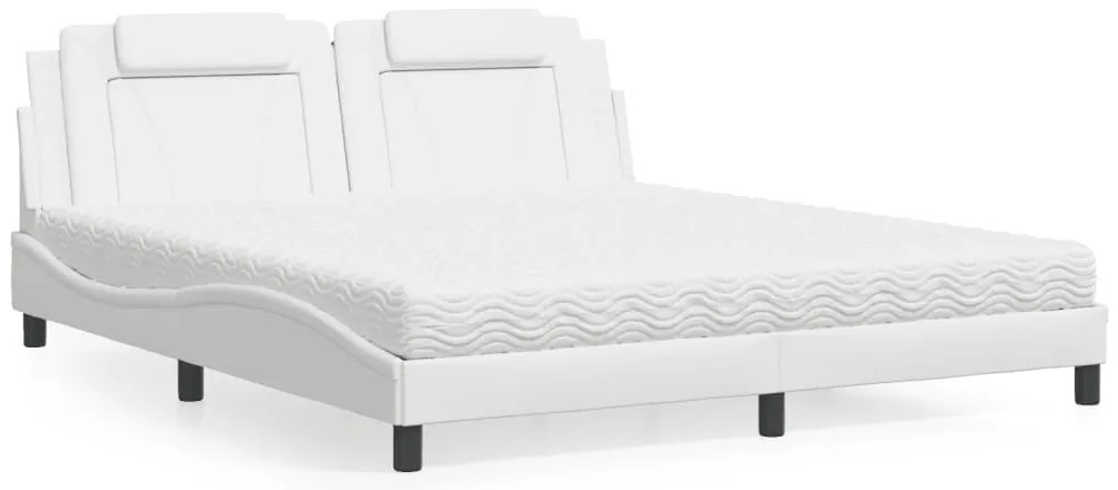 vidaXL Cama com colchão 180x200 cm couro artificial branco