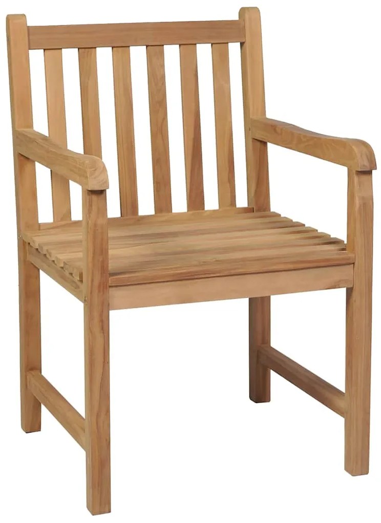 Cadeiras de jardim c/ almofadões vermelhos 4 pcs teca maciça