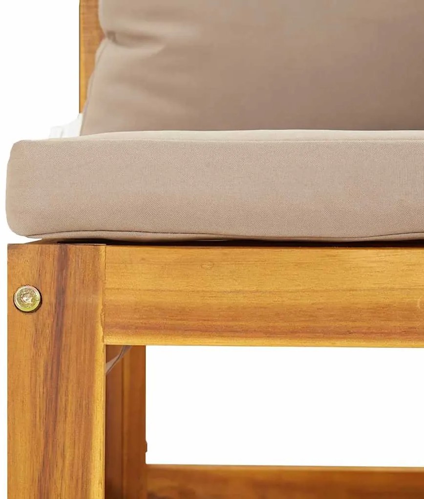 Sofás canto 2 pcs acácia maciça c/ almofadões cinza-acastanhado