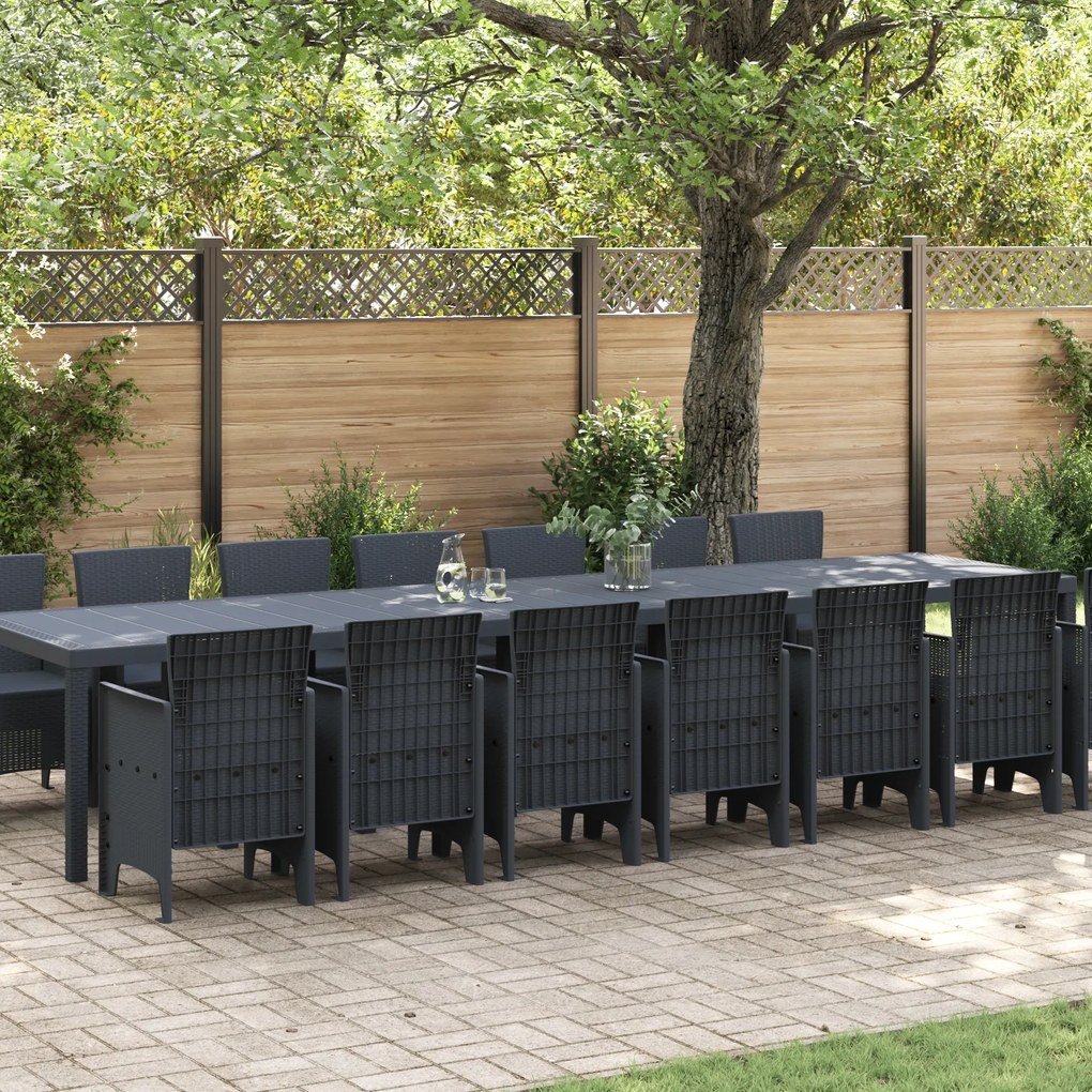 Conjunto de Jantar de 15 Peças para Jardim Antracite em Rattan Sintético
