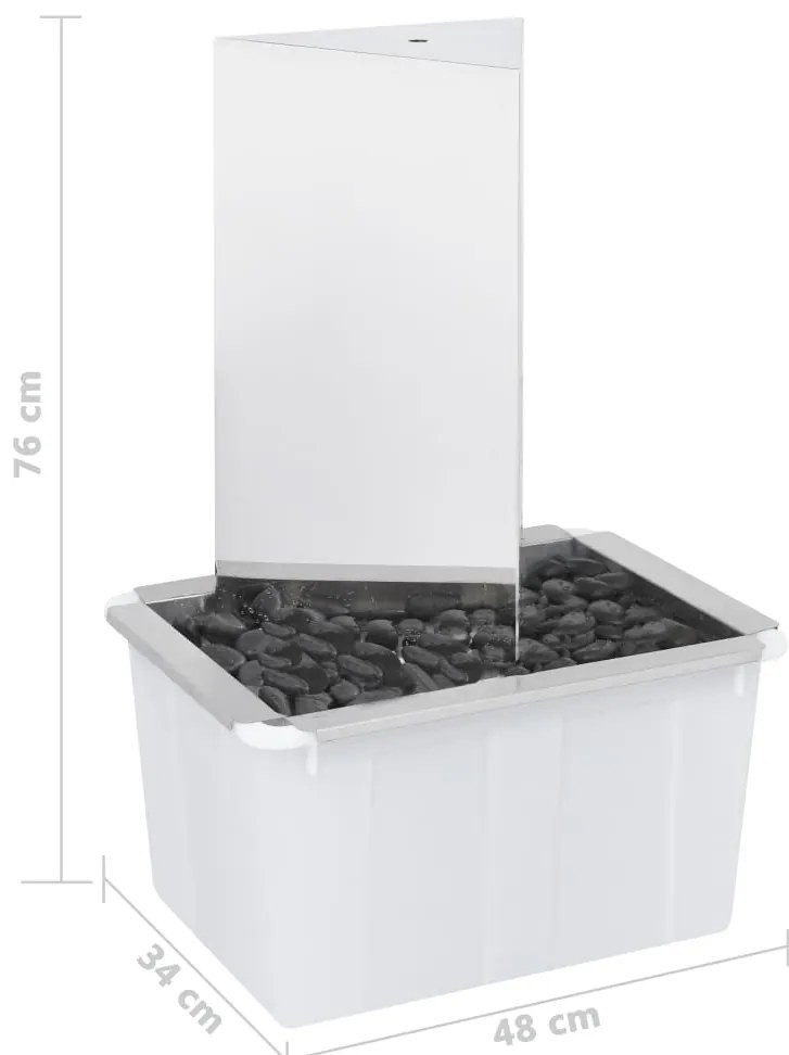 Fonte de jardim triangular com bomba 76 cm aço inoxidável