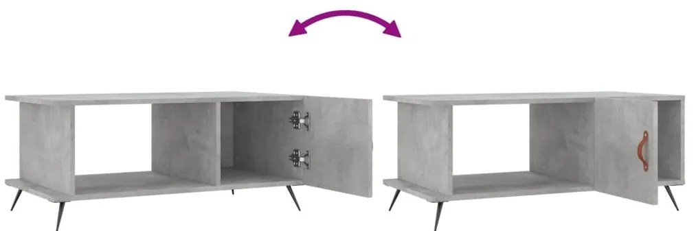 Mesa de centro 90x50x40 madeira processada cinza cimento