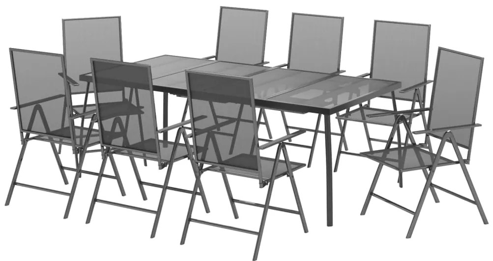 9 pcs conjunto de jantar para jardim aço antracite