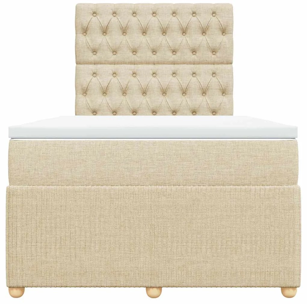 Cama boxspring com colchão 120x190 cm tecido cor creme