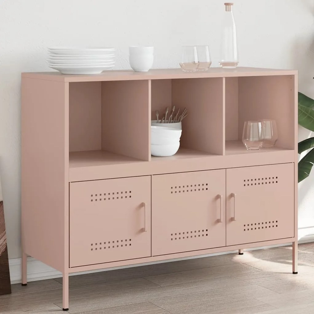 vidaXL Aparador 100,5x39x79 cm aço rosa
