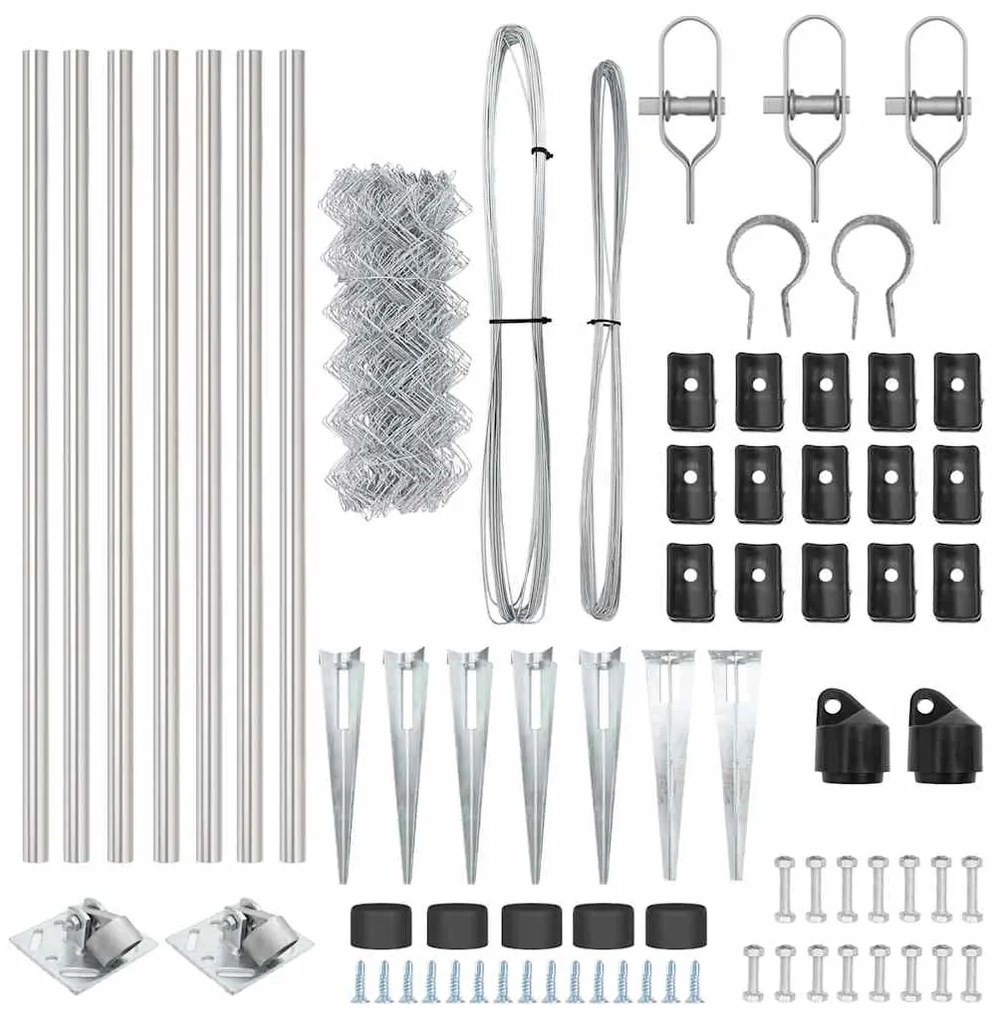 Conjunto de Postes de Cerca Prateado 0.6 x 10 m Aço galvanizado