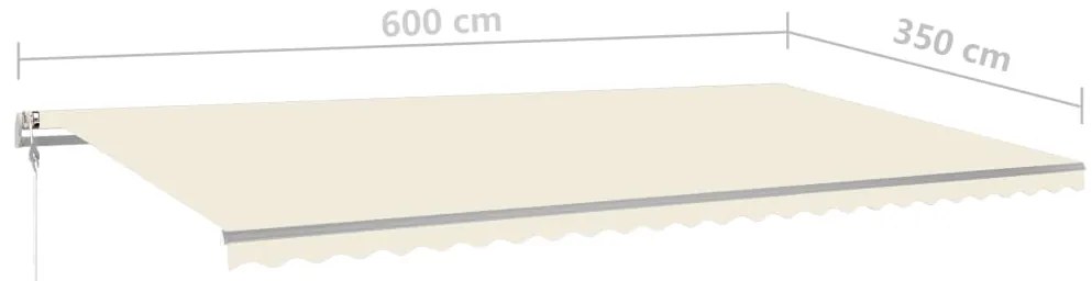 Toldo retrátil manual com postes 6x3,5 m cor creme