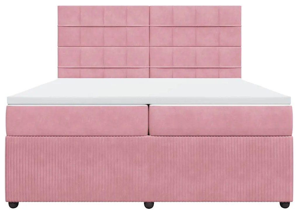 Cama com molas/colchão 200x200 cm veludo rosa