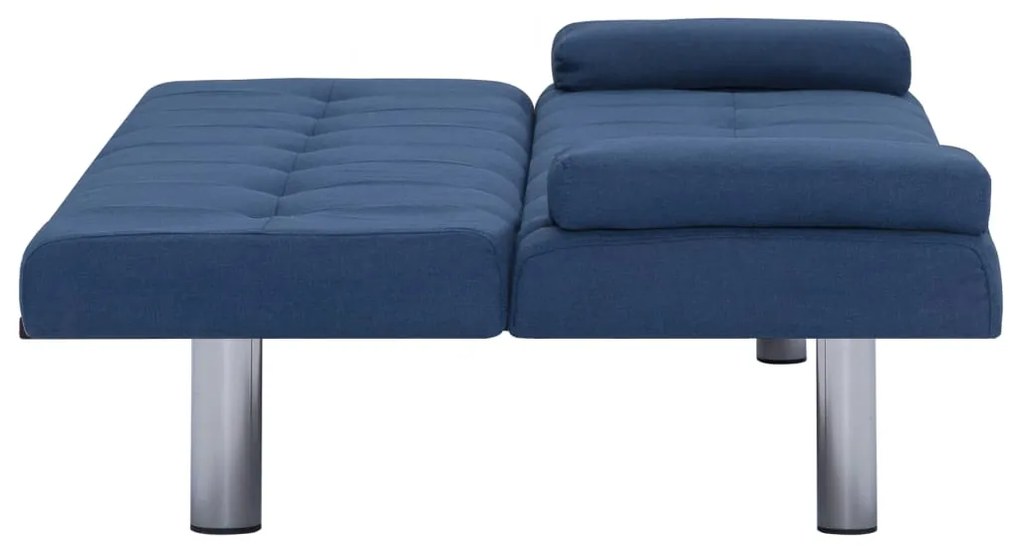 Sofá Cama Vivian - Cor Azul - Em Tecido, Estrutura em Madeira, Pernas