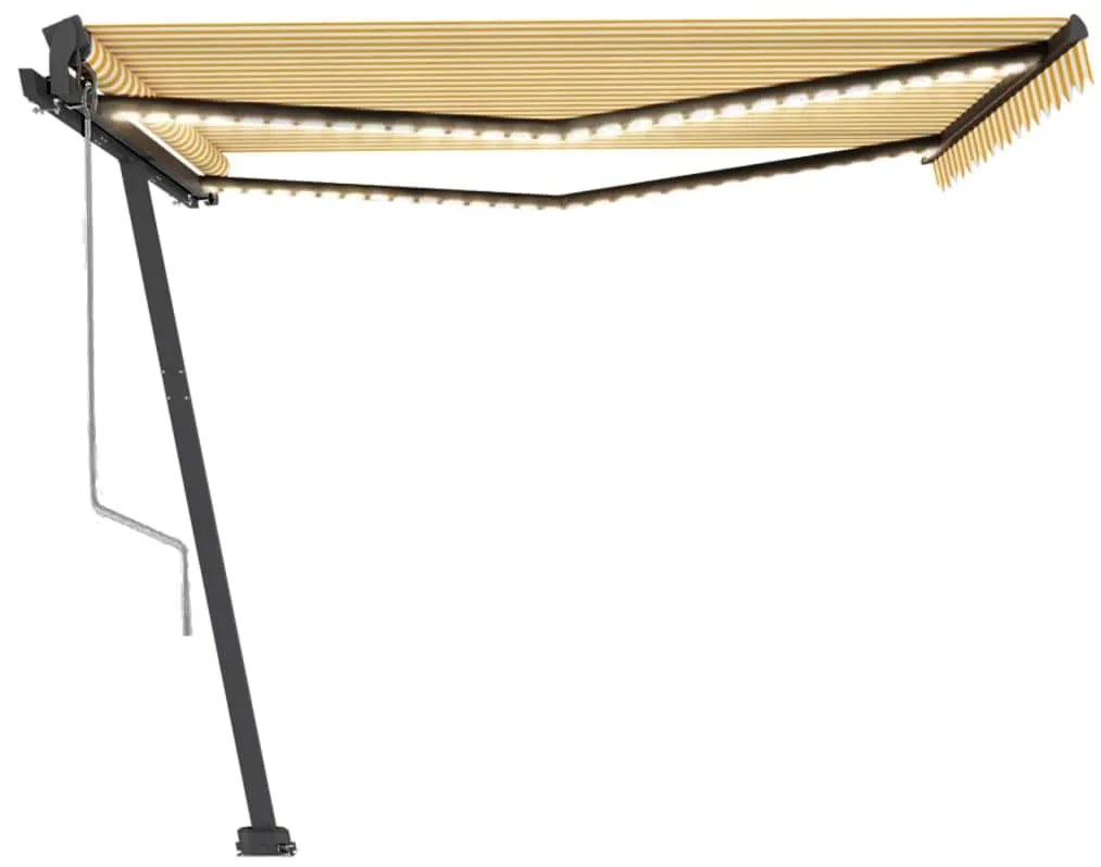 Toldo automático LED e sensor de vento 450x350cm amarelo/branco