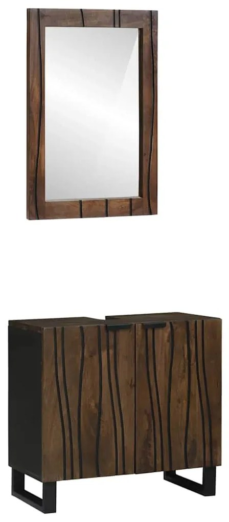 vidaXL Conjunto de Móveis para Banheiro com porta 2 pcs Marrom Noz