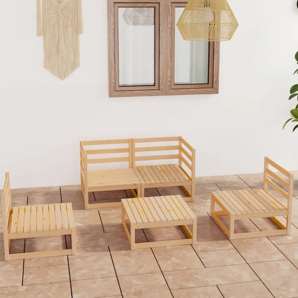 vidaXL 5 pcs conjunto lounge de jardim pinho maciço