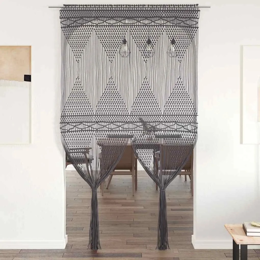 Cortina em macramé 140x240 cm algodão antracite