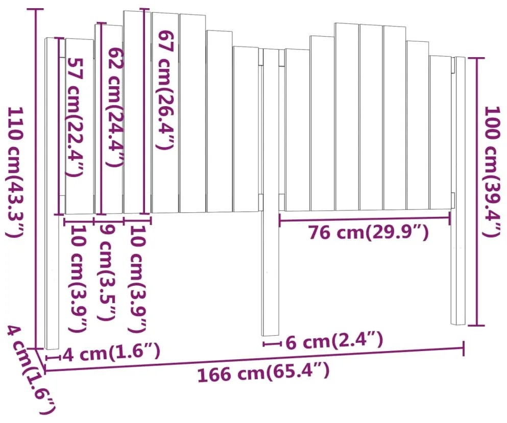 Cabeceira de cama 166x4x110 cm pinho maciço