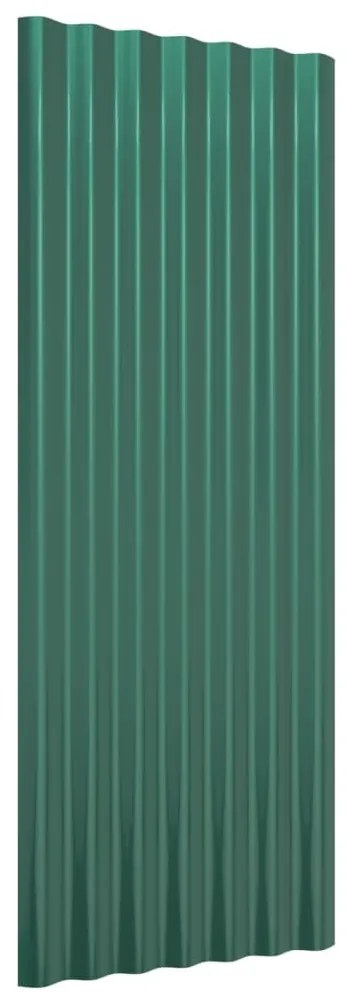 Painéis de telhado 12 pcs 100x36 cm aço revestido a pó verde