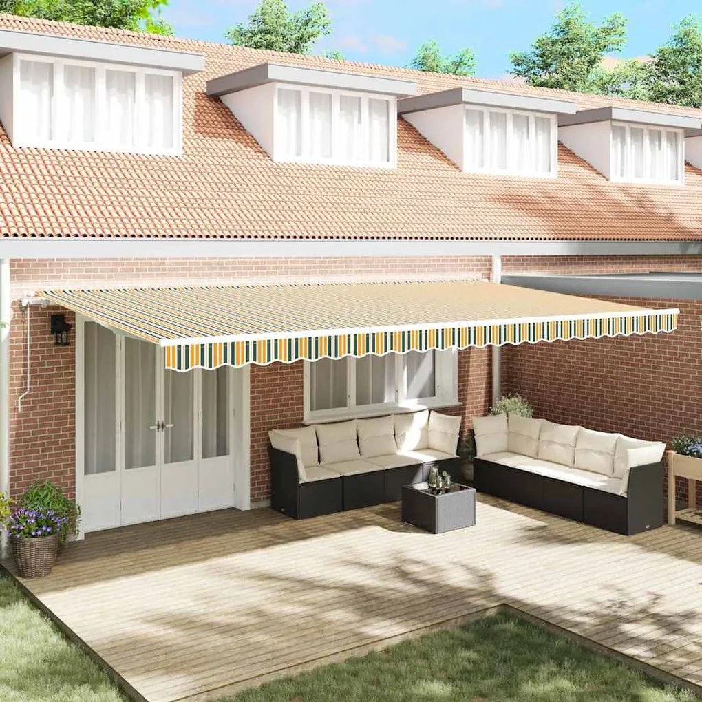 vidaXL Toldo Retrátil Verde e amarelo 600 × 350 cm Verde e amarelo