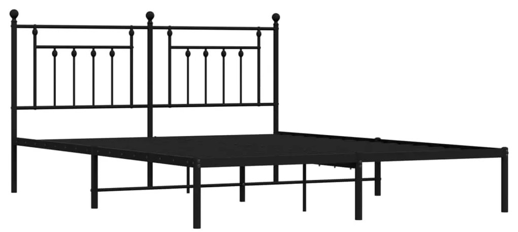 Estrutura de cama com cabeceira 160x200 cm metal preto