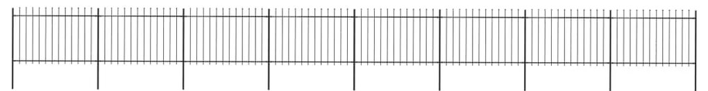 vidaXL Cerca de jardim com topo em forma de lança em aço 1426x120 cm, preta