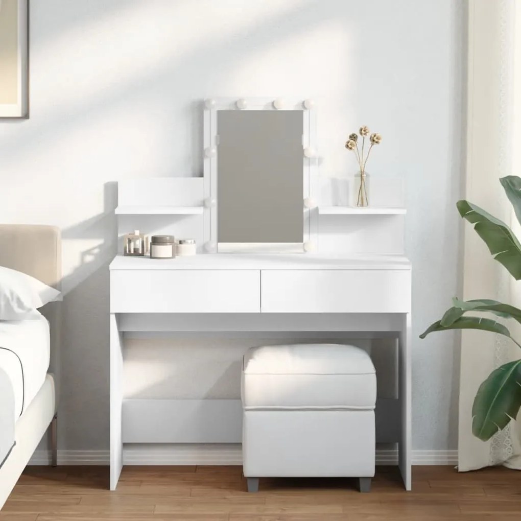 Toucador com LEDs 100x40x130 cm branco