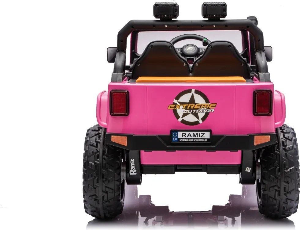 Jipe elétrico para Crianças 24V 4x4 Jeep Monster Rodas de espuma EVA, assento Couro ecológico Rosa
