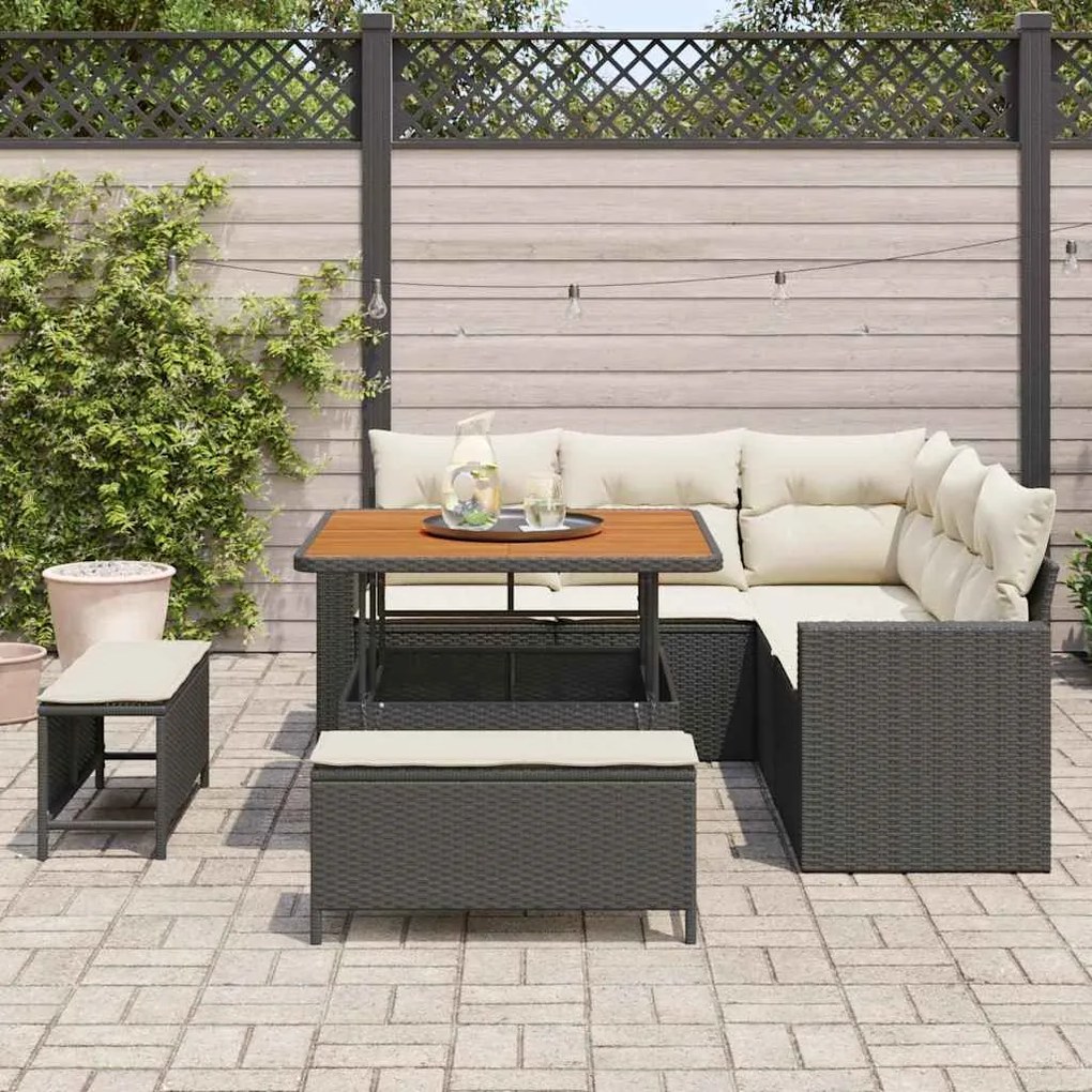 Conjunto de Sofás de Jardim vidaXL de 8 Peças com Almofadas em Rattan