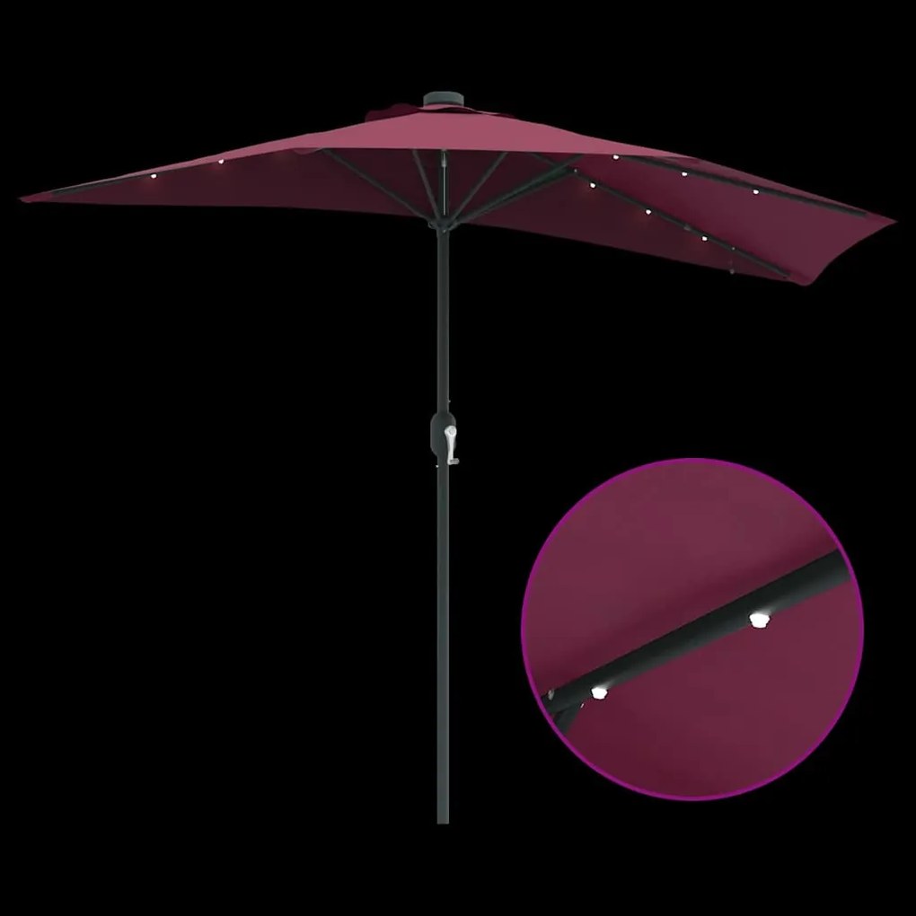 Guarda-sol de Jardim Vermelho bordô 294 x 150 x 223 cm tecido