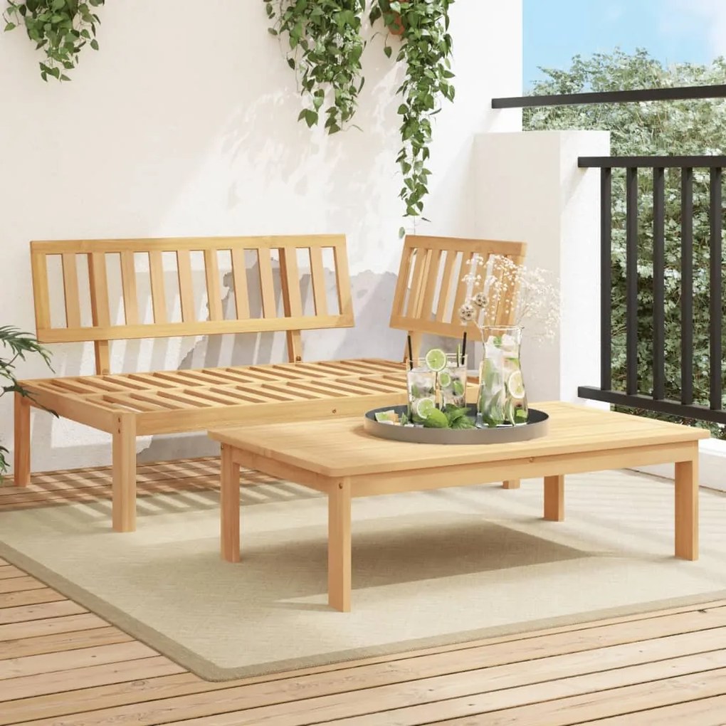 vidaXL Conj. sofás de paletes 2 pcs p/ jardim madeira de acácia maciça