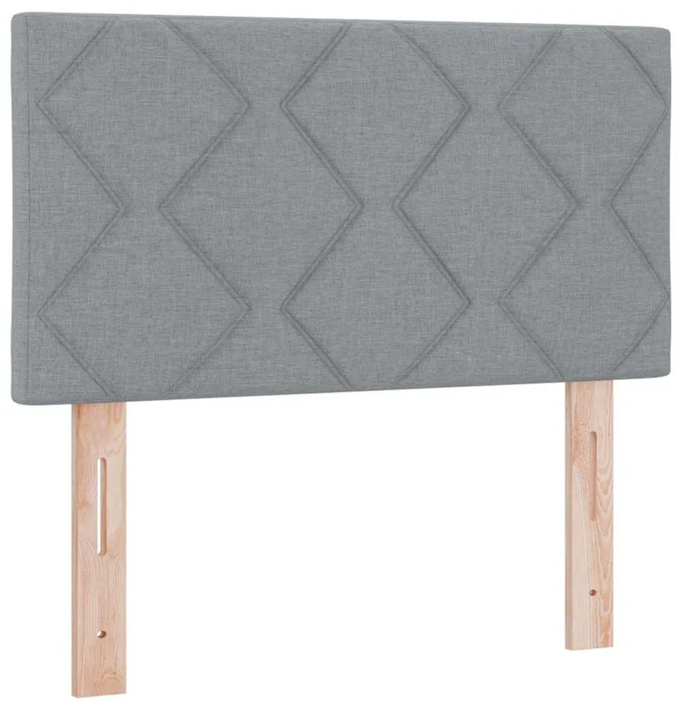 Cama Box Spring com Colchão &amp; LED Cinza Claro 120x190 cm Tecido