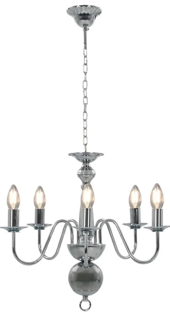 Lustre de 5 lâmpadas E14 prateado
