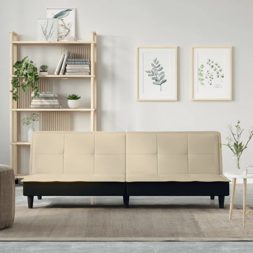 351916 vidaXL Sofá-cama tecido creme