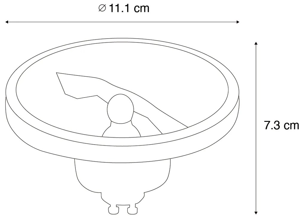 Conjunto de 5 Lâmpada LED regulável GU10 AR111 branca 11W 810 lm 2700K