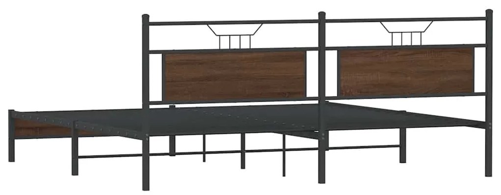 Estrutura cama sem colchão 193x203 cm metal carvalho castanho