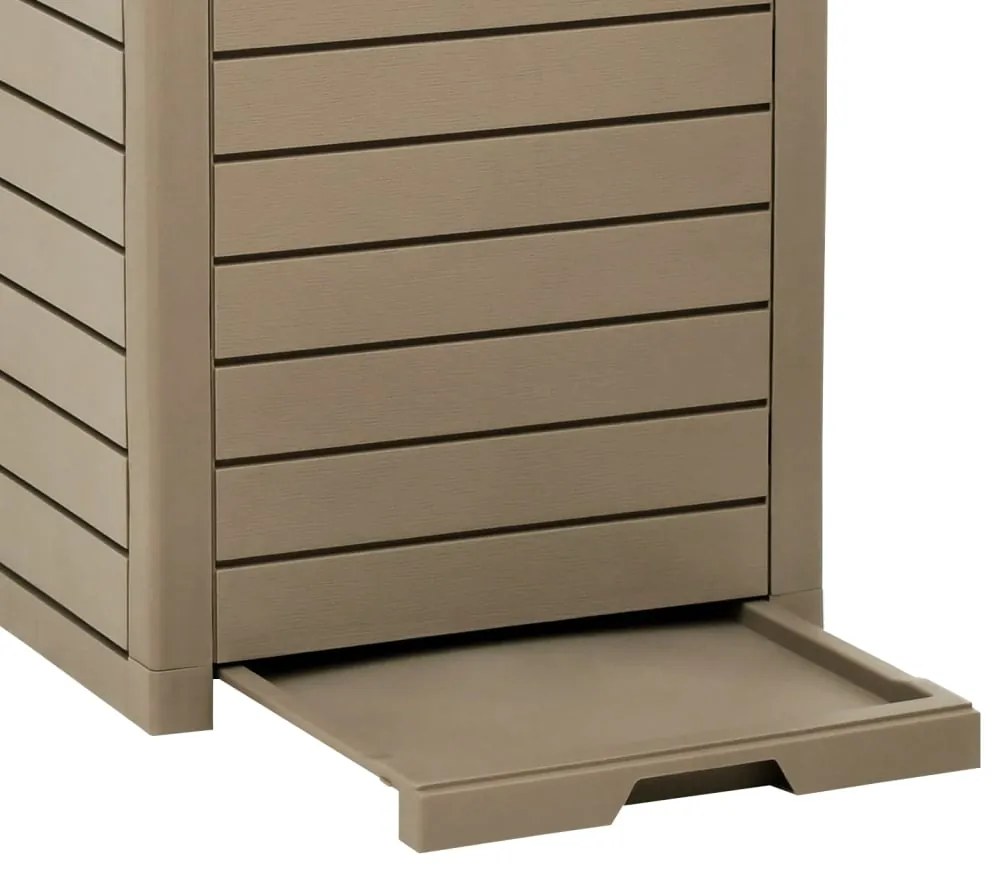 Caixote do lixo p/ exterior 41x41x86 cm PP castanho-claro