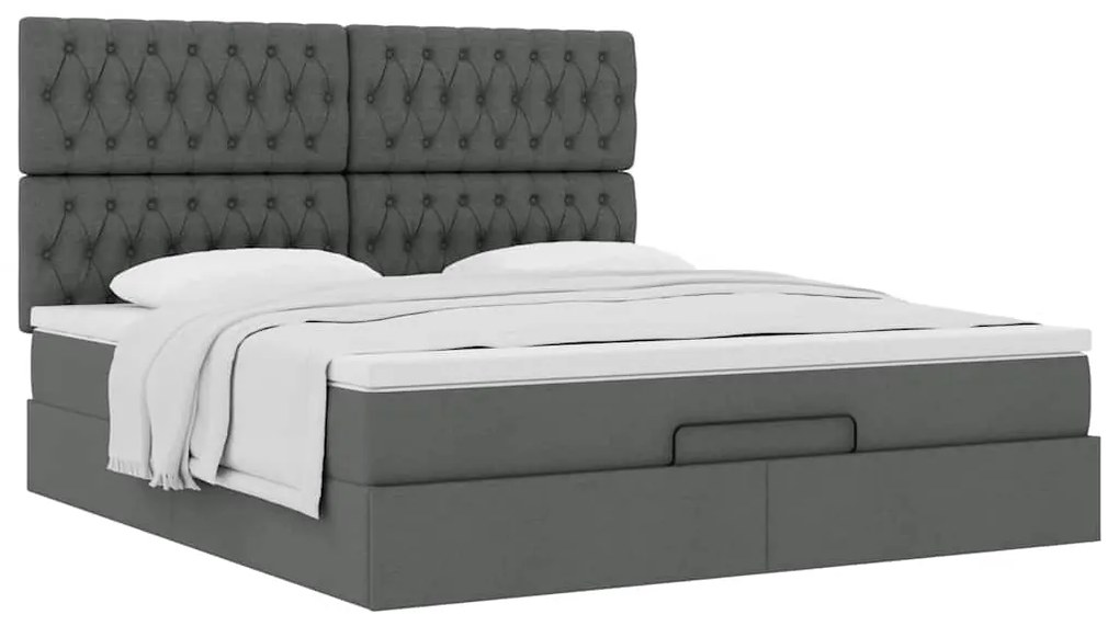 Estrutura de cama otomana com colchão 180x200cm cinzento escuro