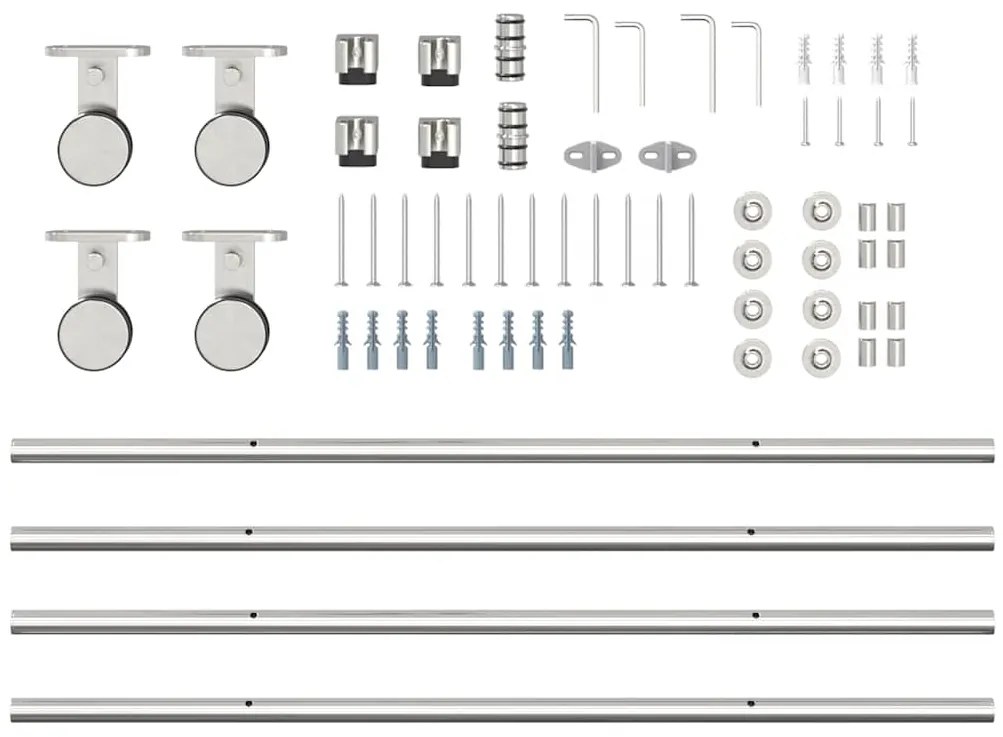 Kit ferragens p/ porta deslizante 200cm aço inoxidável prateado