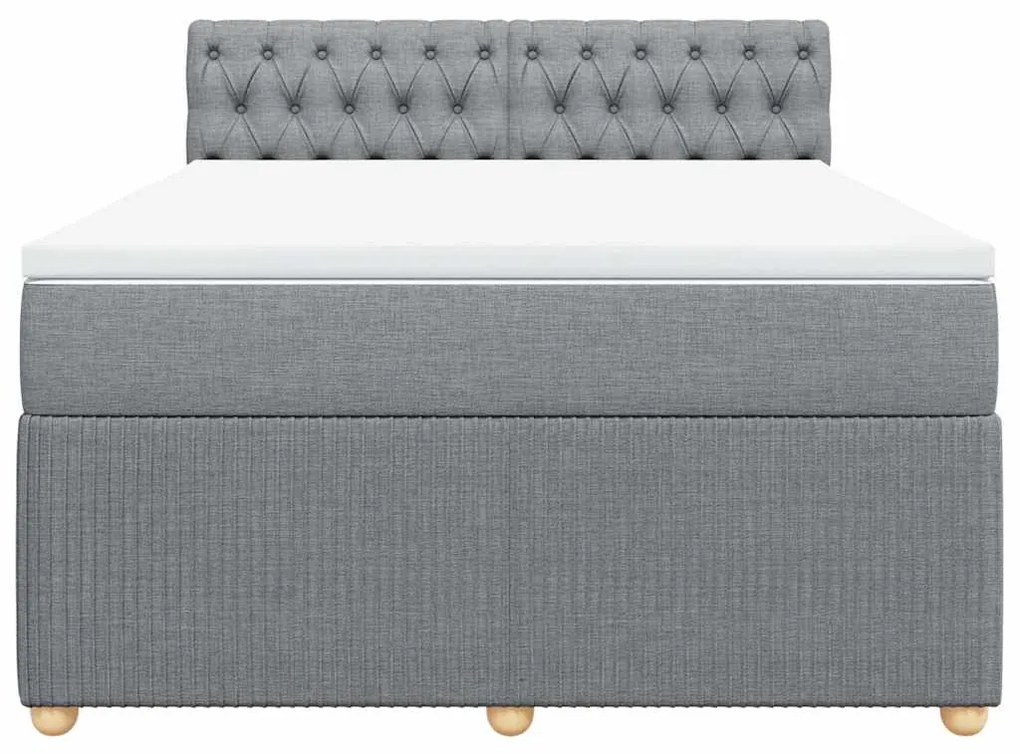 Cama com molas/colchão 140x200 cm tecido cinzento-claro