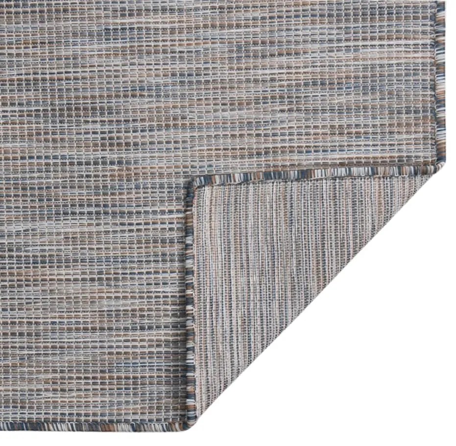 Tapete de tecido plano p/ exterior 200x280 cm castanho e azul