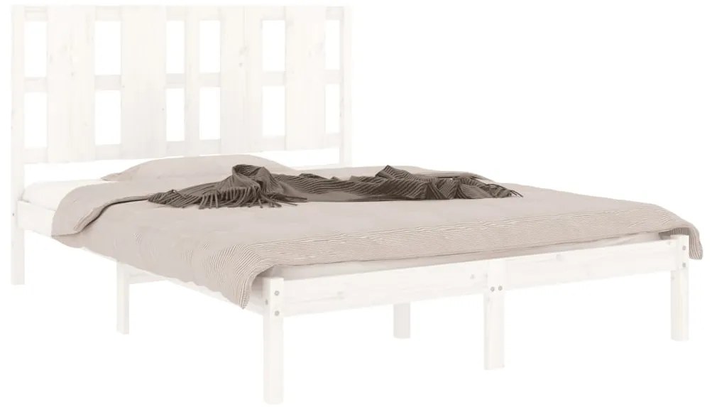 Cama sem colchão 120x200 cm madeira de pinho maciça branco