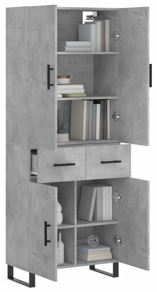 Armário alto 69,5x34x180 cm derivados de madeira cinza cimento