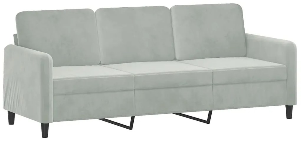 3 pcs conjunto de sofás veludo cinzento-claro
