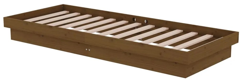 Estrutura cama pequena solteiro 75x190 cm madeira castanho mel