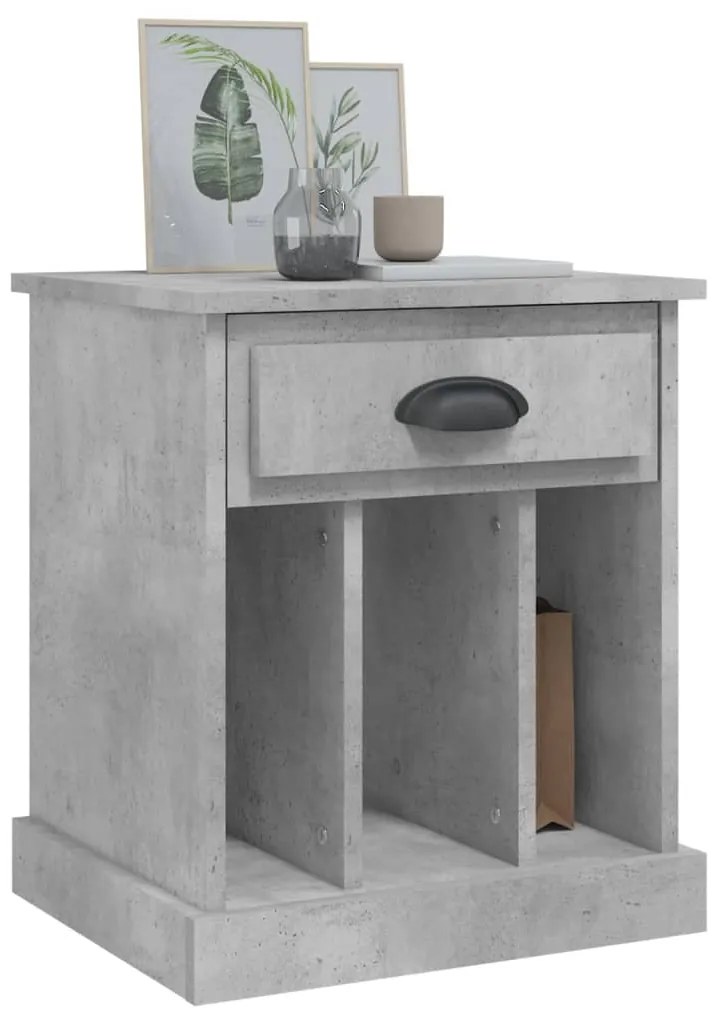 Mesa de cabeceira 43x36x50 cm cinzento cimento