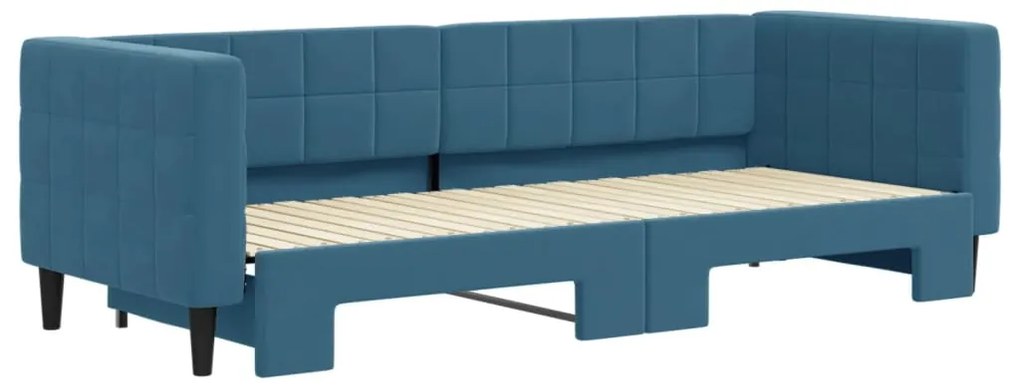 Sofá-cama com gavetão 80x200 cm veludo azul