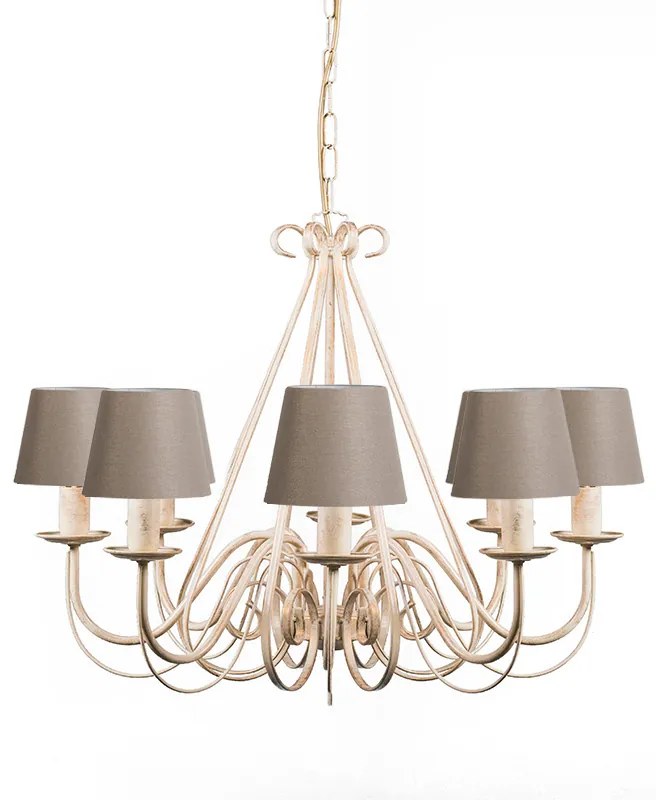 Candeeiro de candelabros cor creme 60 cm com abajures bege - Giuseppe 8 Clássico / Antigo,Country / Rústico