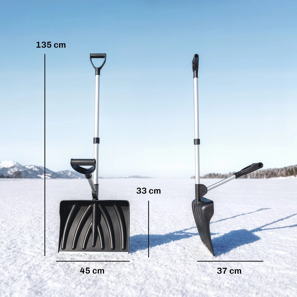 Pá para Neve, 45 x 37 x 135 cm, Pega Ergonómica, Preto