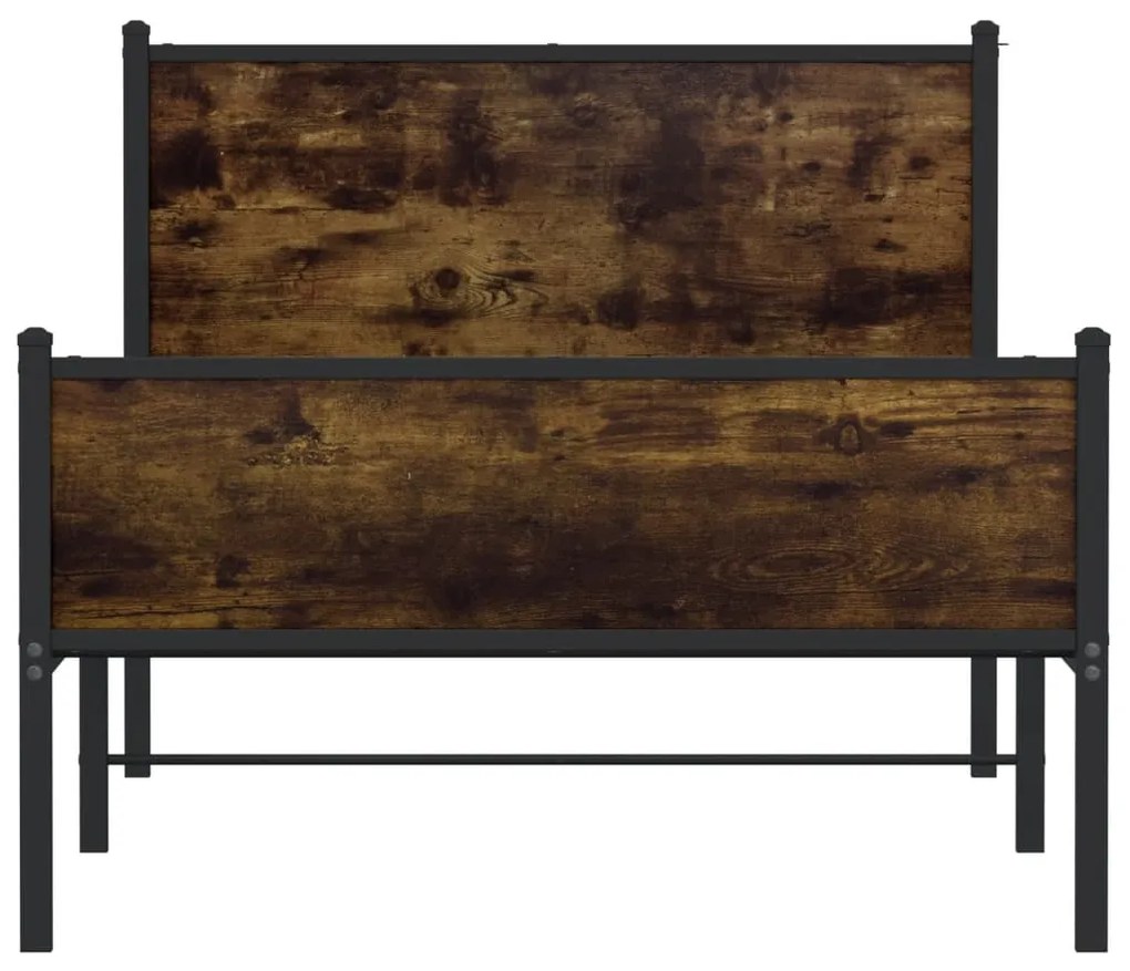 Estrutura de cama sem colchão 100x200 cm metal carvalho fumado