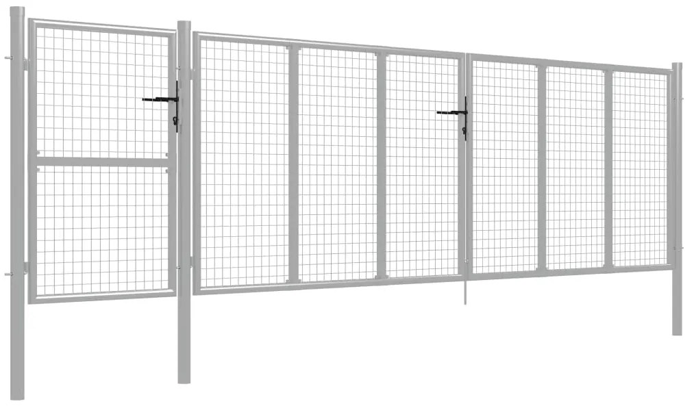 Portão de jardim 500x125 cm aço prateado